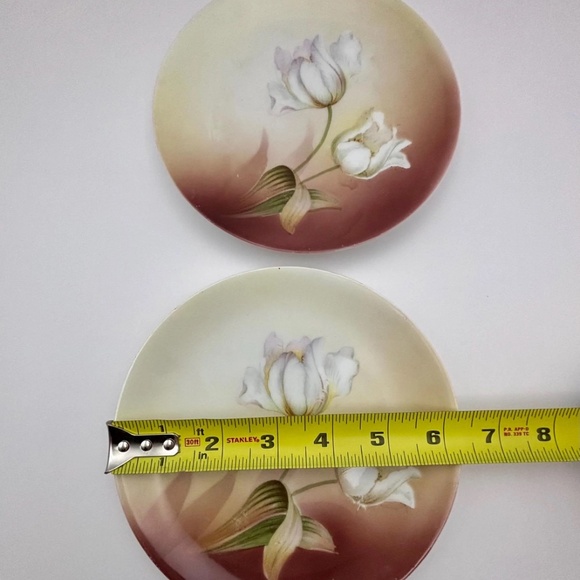 2 Vintage Reinhold Schlegelmilch (RS) Germany 6.5  white tulip floral dessert pl - Picture 8 of 10